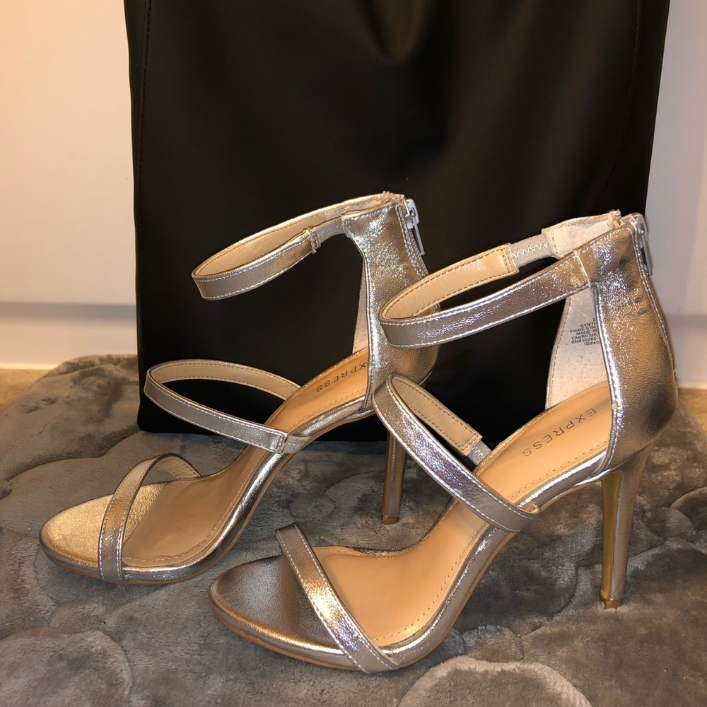 Express silver sandal heels